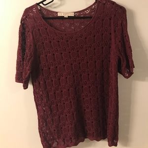 Short Sleeved Maroon Blouse